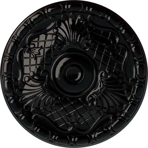Ekena Millwork Amelia Ceiling Medallion (Fits Canopies up to 4 1/8"), Hand-Painted Black Pearl, 15 3/4"OD x 5/8"P CM16AMBPS - main